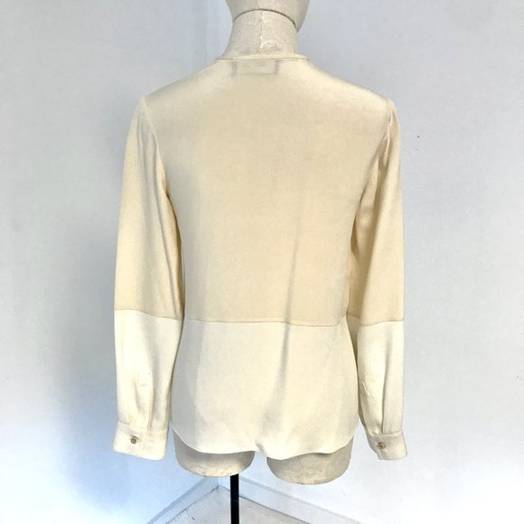 Derek Lam 4 Silk Cream Beige Long Sleeve Blouse - Picture 5 of 9